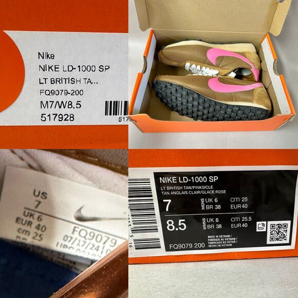 Nike LD 1000 SP British Tan/Pinksickle mesh/suede retro sneaker Women's Size 8.5 - Picture 12 of 16